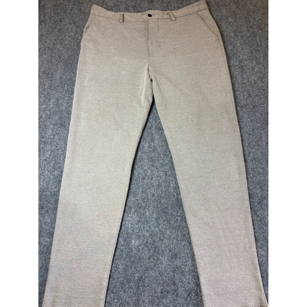 Zara Man Tan 4 Way Stretch Trousers Flat Front Pants Mens 36